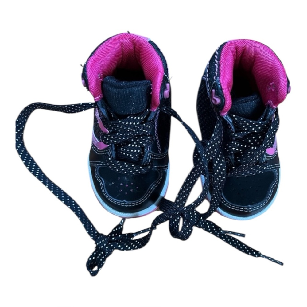2/$15- Rocky Black and Pink Baby Walker Shoes High-Top